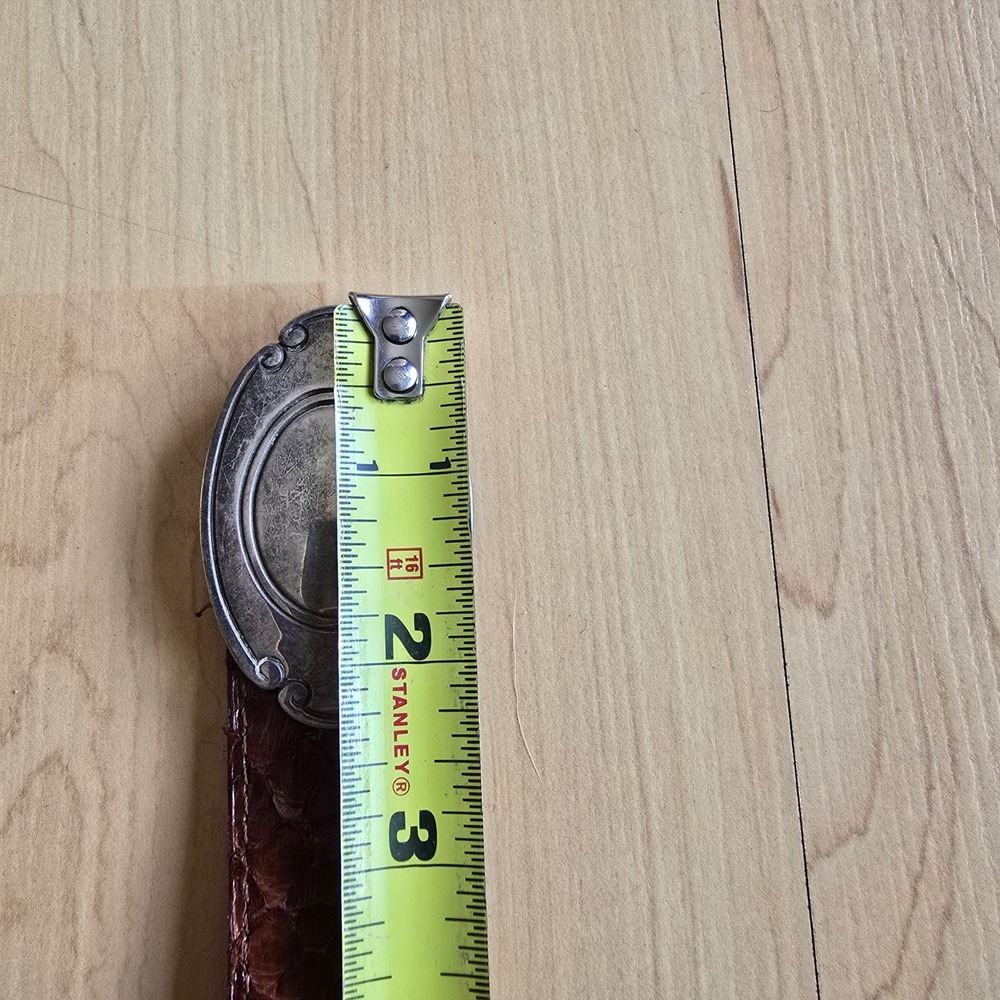 Vintage Cognac Brown Snakeskin Belt with Ornate Silver Oval Buckle Western Boho - Picture 9 of 15